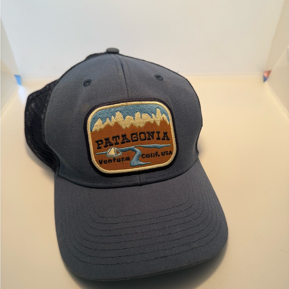 Patagonia Gray and Blue Trucker Hat with Mesh Back